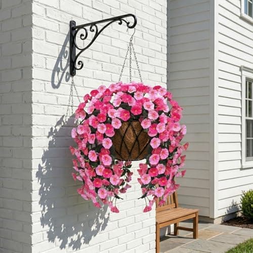 capirosa Artificial Flowers for Outdoors Fake Pink Morning Glory Hanging Flower Decoration, 2Pcs Realistic Faux Plants Petunias Long Trailing Vines,Spring Decor for Porch Patio Balcony Planter Yard - Thumbnail 2