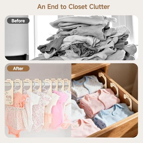 VKDDM Wooden Baby Closet Dividers - Set of 8 Baby Clothes Organizer from Newborn to Toddler, Double-Sided Gender Neutral Baby Clothes Dividers - Thumbnail 6