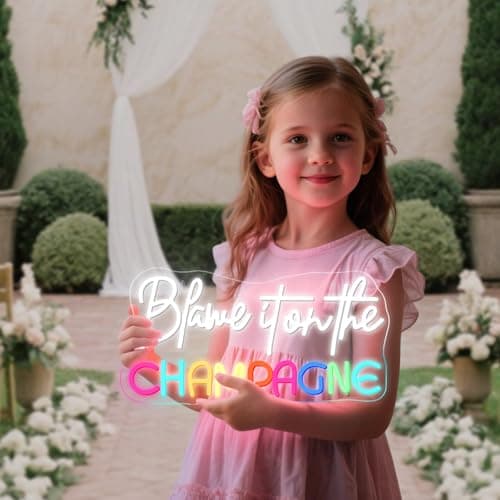 VVYXX Champagne Neon Sign Wall Decor Blame It on The Champagne But First Champagne Led Neon Light Sign Suitable for Home Bar Kitchen Man Cave Pub Wedding Birthday Graduations Grad Party Backdrop Drinks Gifts USB Warm - Thumbnail 2