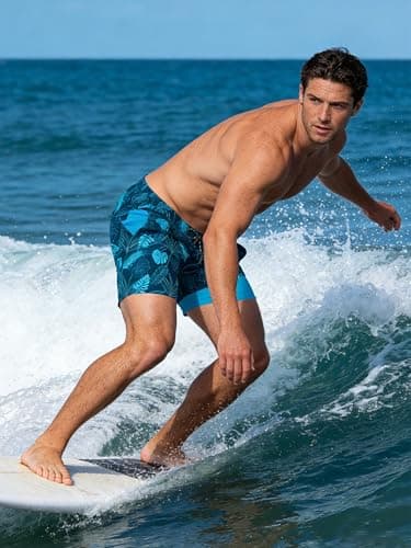 Cozople Mens Swim Trunks with Boxer Brief Tropic Palm 2 in 1 Bathing Suit with Compression Liner Quick Dry Swim Shorts Lightweight Board Shorts XL Rafting Surfing Diving Snorkeling Swimming Slides - Thumbnail 5