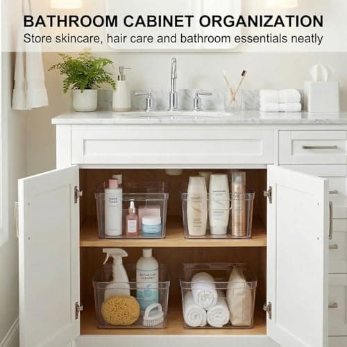 MOONEDGE 8-Pack Clear Cube Storage Bins, 10x10 Open-Top Plastic Organizer Boxes, Durable PET Containers for Closet Shelf,Pantry,Ktichen,Fridge,Playroom,Bathroom and Whole Home Organization - Thumbnail 6