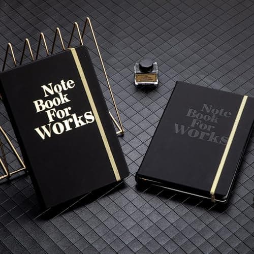 MINICAGIE Lined Journal Notebook for Men and Women, 256 Pages Black Journals for Writing, Hardcover A5 Journaling Notebooks Daily Work Travel Office Journal 5.7'' X 8.5'' Black Gold - Thumbnail 6