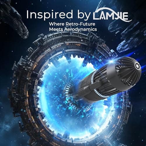 LAMJIE Rocket Desk Fan with Mist Humidifier, 5000mAh Portable Cordless Table Fan, RGB Gaming Room Decor, 180° Auto-Oscillating & Tilt, Quiet Personal Cooling for Office, Bedroom & Gifting (BLACK) - Thumbnail 2