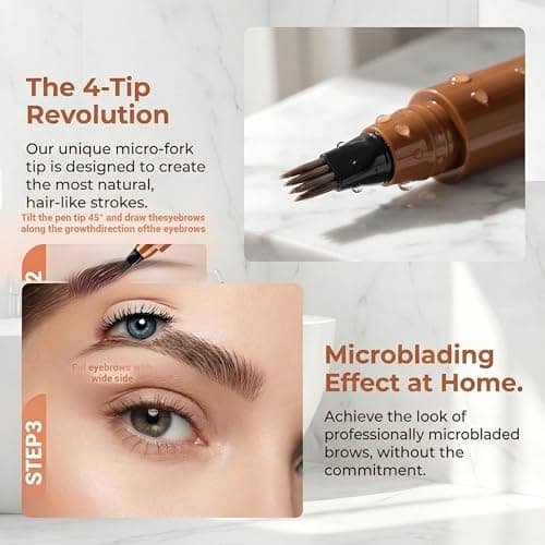 2PCS Magic Eyebrow Pencil, 2026 New 3D Waterproof 4 Head Split Waterproof Long lasting Wild Eyebrow Pencil, Makeup Natural Gap Filling Long-Lasting Eyebrow Pen Stay on All Day (Dark brown) - Thumbnail 2