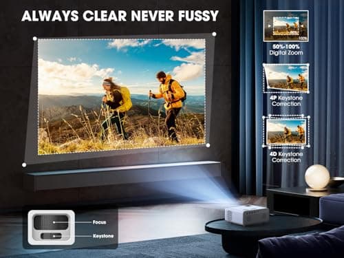 [Built-in Apps] Smart Projector with WiFi and Bluetooth, VIZONY Native 1080P Projector with Streaming APPs, Dolby Audio, Portable Mini Projector for Indoor Outdoor Use - Thumbnail 6