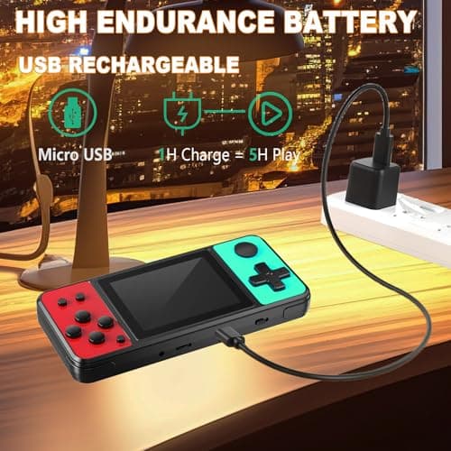 KAVOYI 32 Bit Handheld Games for Kids Built-in 139 Retro Video Games,3.0" IPS Screen Rechargeable Portable Arcade Gaming Player,Electronic Travel Toys for Boys Girls Birthday Green-Red - Thumbnail 5