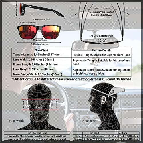 ROCKNIGHT Polarized HD Oversized Sunglasses for Women Red Reflective Sunglasses Boating Red Sunglasses Fashion Metal Frame - Thumbnail 4
