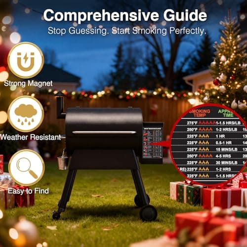 Meat Temperature BBQ Smoker Guide, Smoking Grill Accessories - Wood, Time, & Temp - Stocking Stuffers Christmas Grilling Gifts for Dad Husband Grandpa Men - Thumbnail 3