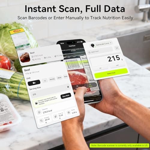 Ultrean Smart Food Scale with Nutritional Calculator, Kitchen Scale for Weight Loss, Food Weight Scale with App for Calorie & Macro Tracking, AI Scan, 33lb - Thumbnail 4