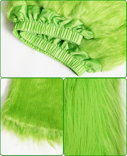 PrettyQueen Christmas Halloween Green Santa Claus Costume Funny Santa Suit for Men Adult Cosplay Costume Xmas Outfit (X-Large) - Thumbnail 4
