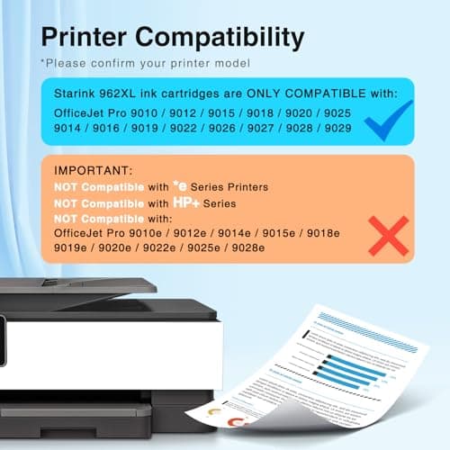 Starink 962XL Replacement for HP 962XL Ink Cartridges Combo Pack Work with HP OfficeJet Pro 9010 9015 9018 9020 9025 Printer (BK/C/M/Y, 4 Pack), Replacement for HP 962 HP962XL HP962 with Latest Chip - Thumbnail 2