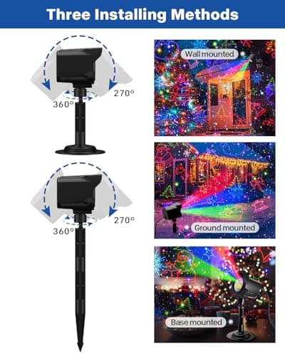 Laser Christmas Projector Lights Outdoor, 2025 Upgraded 3 Color Halloween Light Projector with Christmas Decorative Patterns, Waterproof, Indoor Holiday Decoration, Home Decor, Party, Garden - Thumbnail 4