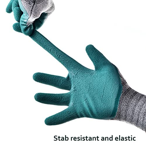 DOFOWORK Gardening Gloves - 6 Pair Gardening Gloves for Women/Men, Breathable Natural Latex Garden Glove with Grip, Outdoor Protective Working Glove for Weeding, Raking and Pruning - Black & Green - Thumbnail 4