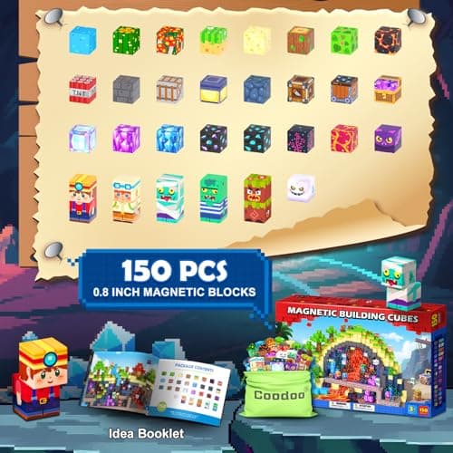 Coodoo 150PCS Magnetic Blocks, Build Mine Magnet World Set, Toddler Outdoor Toys STEM Construction Building Blocks Toy, Magnetic Tiles Sensory Kids Toys for 3+ Year Old Kids Boys Girls Ages 3 4 5 6 - Thumbnail 4