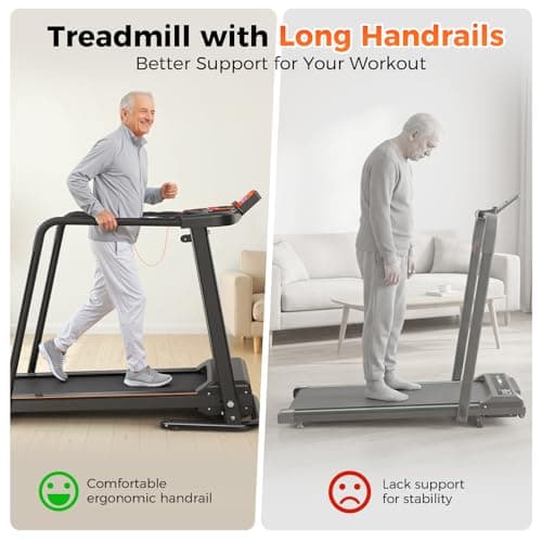 Lastforever Walking Treadmills with Extended Handrails, 2.5HP Quiet Motor, Heart Rate Monitor, 310 lbs Capacity, Treadmill for Seniors, Recovery & Home Jogging - Thumbnail 6