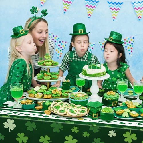 OHOME St Patricks Day Decorations - 2 PCS Shamrock Tablecloth | St Patricks Day Party Favors Supplies Decor Indoor Outdoor - St Patrick's Day Table Runner Covers Backdrop Banner for Home Kitchen - Thumbnail 6
