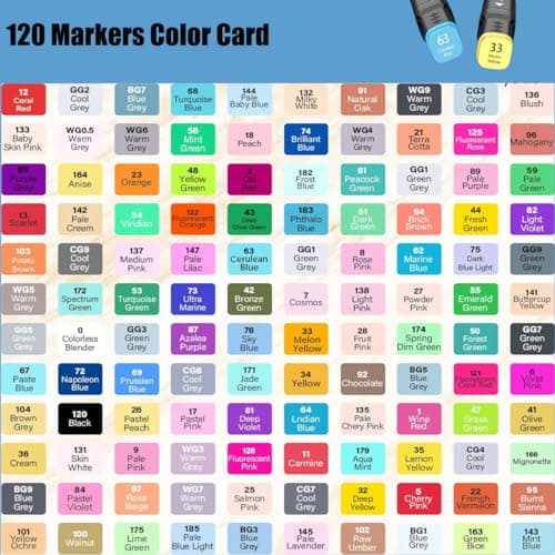 120 Alcohol Markers, Dual Tip Art Supplies for Drawing, Sketching, and Anime Artists, 1-Second Quick Dry Anti-Smudge, Chisel Fine Tips, with Storage Case, Perfect for Adult Stress Relief and Gift - Thumbnail 2