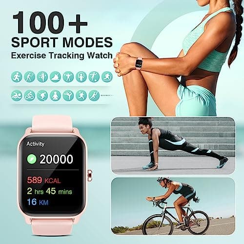 Smart Watches for Women Men, 1.85” HD Touchscreen Fitness Tracker with Call & Message Alerts, 24/7 Heart Rate/Sleep Monitor,100+ Sport Modes, 2ATM Waterproof Smart Watch for Android iPhone (Pink) - Thumbnail 6