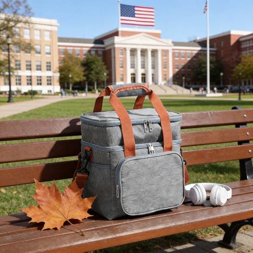 BentoBloom Insulated Lunch Bag for Men Women, Large Reusable Lunch Box with Adjustable Shoulder Strap, Leakproof Freezer-Safe Tote Bag for Work, Picnic, Office, 600D Waterproof Fabric - Thumbnail 5