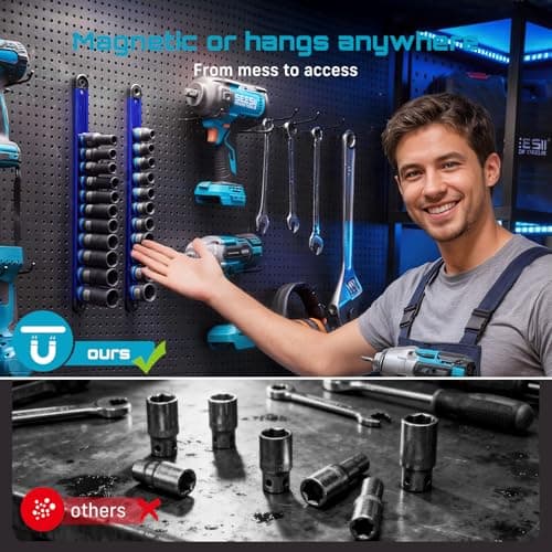 SEESII 1/2" Impact Socket Set with Magnetic Organizer, 11pcs CR-MO Deep Metric (10-24mm), 6-Point for Drive Impact Wrench & Ratchet, Professional for Lug Nut, Wheel & Suspension Repair - Thumbnail 2