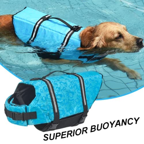 Doglay Dog Life Jacket with Rescue Handle, Dog Life Vest for Swimming Boating, Adjustable Reflective Puppy Swim Vest with Superior Buoyancy for Small Medium Large Dogs - Thumbnail 6