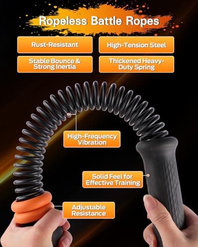 VividPulse 2PCS Weighted Ropeless Battle Ropes for Home Gym - Portable & Quiet Training Rope for HIIT, Strength & Low-Impact Cardio - Full Body Workout Equipment for Men & Women - Thumbnail 5