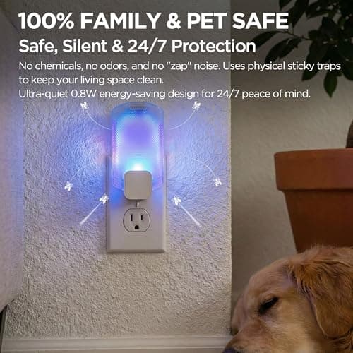 Fruit Fly Traps for Indoors(1 Device+5 Refills) for Fruit Flies, Gnats, Flying Insects, Moths, Bugs, Fungus, 3-in-1 UV/Blue/Yellow Light Plug-in Gnat Traps, No-Mess Bug Zapper, 7 * 24hrs Pest Control - Thumbnail 5