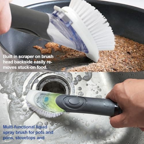 CELOX Dish Brush with Soap Dispenser, 1 Dish Wand & 3 Dish Brush Refill Heads - Thumbnail 3