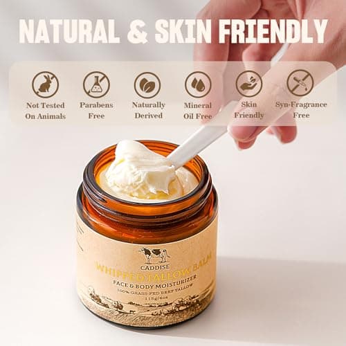 CADDISE Whipped Beef Tallow for Skin – 100% Grass-Fed Handmade Cream Moisturizer for Face & Body, Natural with Honey, Shea Butter, Jojoba Oil, Non-Greasy, Nourishing for Men, Women, Kids, 4 Oz - Thumbnail 5