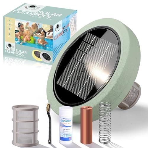 Solar Pool Ionizer for Above Ground, Floating Copper Pool Cleaner Purifier Cuts Chlorine by 85% Works for Pools Up to 45,000 Gal, Swimming Pools Water Cleaner for in-ground Pools and spas (Green) - Image 1