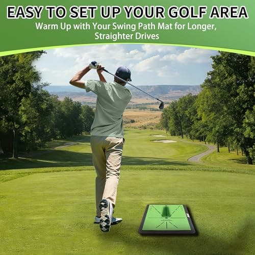 Golf Hitting Mats Training Equipment, Portable Golf Mat with Longer Swing Path Trajectory, 3-in-1 Replaceable for Driving, Chipping & Hitting Mat, No-Slip Heavy Duty Rubber Base, Indoor/Outdoor - Thumbnail 6