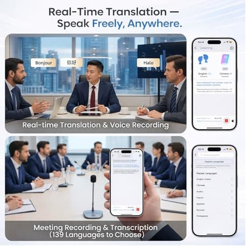 linktoonex AI Translator Earbuds Real Time 139 Languages, Bluetooth Translation Earbuds with LED Display, No Subscription, Open Ear Design for Learning Travel & Business Meetings with Charging Case - Thumbnail 4