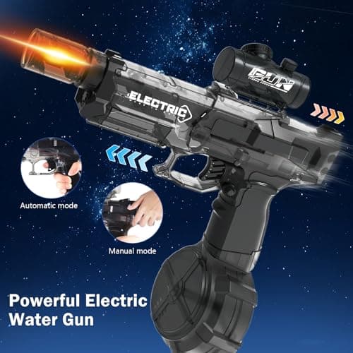 Electric Water Gun for Adults Kids, Automatic Squirt Gun with 26-32 FT Long Range, Powerful Light Up Watergun, Large Capacity Electric Water Blaster, Summer Beach Pool Outdoor Party Toy Gift, Black - Thumbnail 4