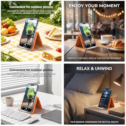 Adjustable Foldable Silicone Phone Stand 2-Pack, Yellow, No Charging Port, Non-Slip Desk Holder for iPhone, Samsung, Tablets - Thumbnail 3