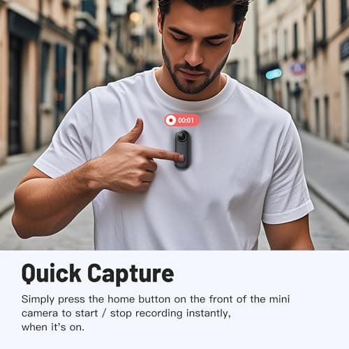 Meoilkolnm Mini Wearable Body Worn Action Camera, FHD 1080P, Thumb Size, Hands Free Recording with Premium Portable Camcorder Mount Anywhere for Security, Work, Guard, Travel, 128GB, Black - Thumbnail 5