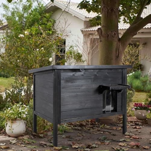 Weatherproof Outdoor Cat House, Feral Cat Shelter, 100% Insulated Foam, Solid Wood, Large Size for Multiple Cats - Thumbnail 5