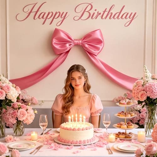 Large Pink Bow Decorations 24 x 87 Inch Giant Pink Bows with Rope and Double-Sided Tape for Wedding Bridal Shower Birthday Valentine's Day Bachelorette Coquette Room Wall Decoration (47 INCH Pink Bow) - Thumbnail 3