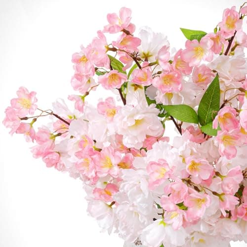 4 Pcs Artificial Cherry Blossom Branches, 27.6" Tall Artificial Silk Flowers Long Stem for Tall Vase, Realistic Fake Cherry Blossom Spring Decorations for Home Office Wedding Table Centerpiece Decor - Thumbnail 3