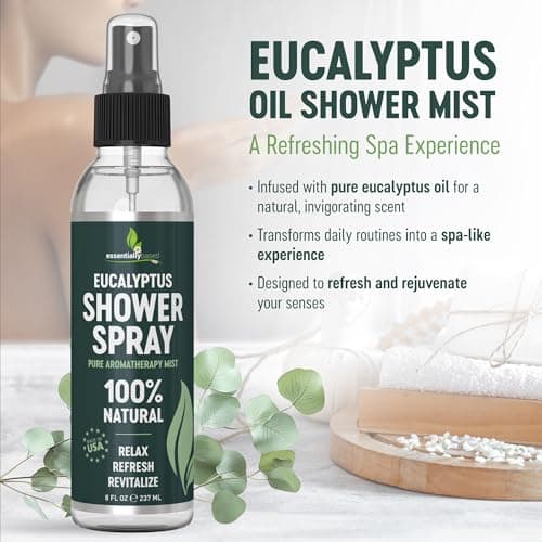 Pure Eucalyptus Shower Spray Big (8oz) - 100% Pure and Organic Oil - Eucalyptus Spray for Shower, Sauna and Spa - Steam Room Oil - Made in USA - Big (8oz) - Thumbnail 4
