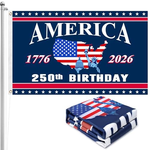 250th Anniversary American Flag - 4x6 Ft Double Sided 3 Layers Patriotic Flags - 4th of July Decorations Independence Day 250th Anniversary Flag for Indoor Outdoor Decoration - Image 1