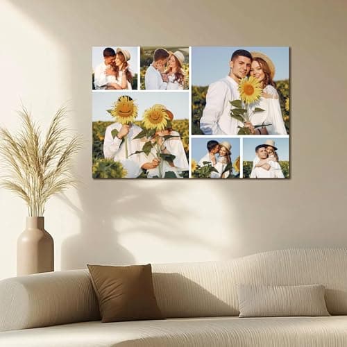 Unite Stone Custom Canvas Prints with your photos collage, Personalized Wall Art for Family Home Office Wedding Decor, Customized Gifts for Valentine's Day Wedding (6 Photos) - Thumbnail 4