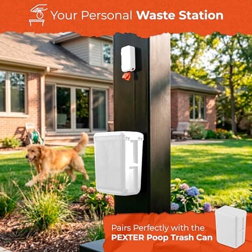 PEXTER Outdoor Dog Poop Trash Can Outside - Wall Mounted Dog Waste Bin & Garbage Can, 2-in-1 Converts 13L to 8L (3.5/2.1 Gal), Pet Waste Container for Dogs - Includes 15 Heavy Duty Bags (White) - Thumbnail 5