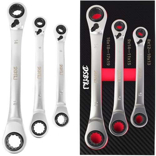 DSBYKJ 4-in-1 Reversible Ratchet Wrench Set, Chrome Vanadium Steel, 72-Point, Short Length, Silver