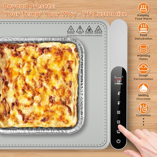 Warming Mat for Food with APP Controller, Birthday Gifts for Mom Dad Wife Grandma, 15"x23.6" Portable Versatile Food Warmer for Parties and Daily Use, Several Timer Options & Heating Levels, Gray - Thumbnail 4