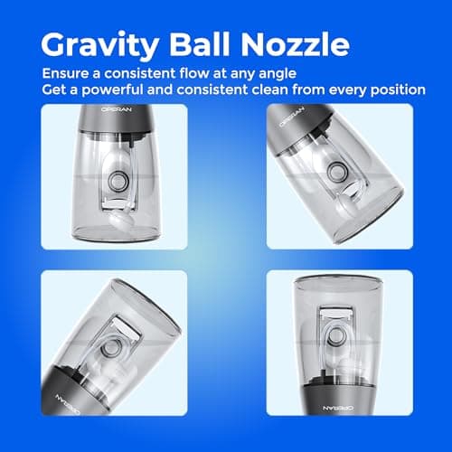 Operan 300ml Cordless Water Dental Flosser, Portable Water Flossers for Teeth, 4 Pulse Modes IPX7 Waterproof Oral Irrigator with 4 Tips, 21 Days Runtime for Travel, Home, Braces, Gum Care, Black+1Pack - Thumbnail 5