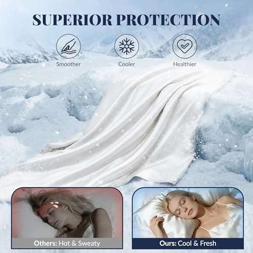 PlushHavenCloud Pillowcases for Hair and Skin, Similar to Silk Pillow Cases Satin Pillowcase, Cooling Pillowcases with Zipper, Pillow Cover Gift for Women Mom Men (White, King 20''×36'',2pcs) - Thumbnail 5