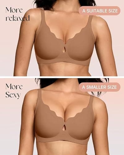 ProKloud Bras for Women No Underwire Wireless Full Coverage Jelly Bras Wave-Coffee Large - Thumbnail 4