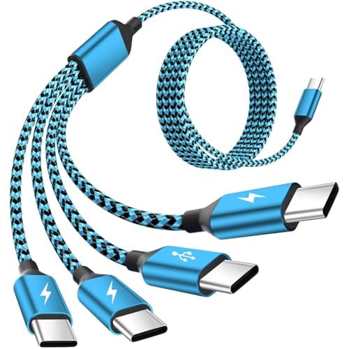 Travle USB C 4 in 1 Charging Cords,FourType C Ports Mulit Charging Cable, Universal Charging Cables for All Devices,Travle Charger Cord for iPhone Series/Samsung/Tablets/PS,Blue - Image 1