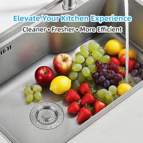 Sink Drain Strainer - Kitchen Sink Stopper, 3 In 1 Kitchen Sink Drain Strainer with Anti-Clogging Basket, Fit US Standard 3-1/2'' Sink Hole - Thumbnail 6