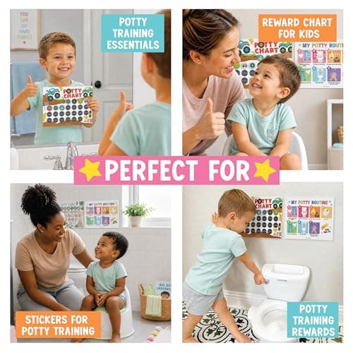 Hadley Designs Potty Training Chart for Toddler Boys - Bundle Sticker Chart for Kids Potty Training Rewards, Sticker Potty Chart for Toddlers Boys, Toilet Stickers Reward Chart for Kids 3 Fun Designs - Thumbnail 5